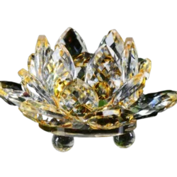 Yellow 80mm Quartz Crystal Lotus Flower