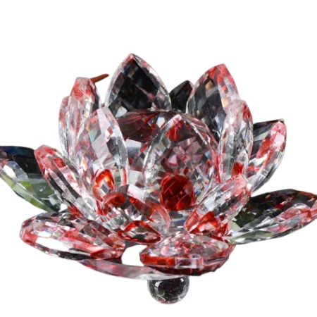 Red - 60mm Quartz Crystal Lotus Flower