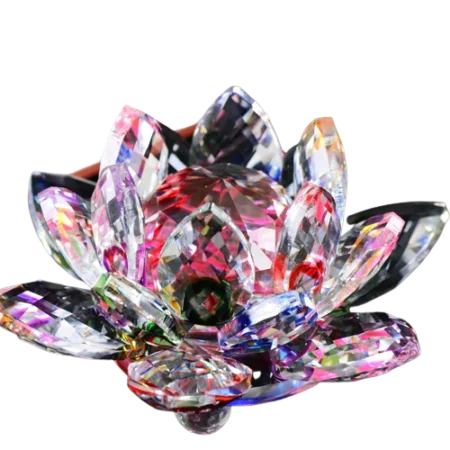 Colourful - 60mm Quartz Crystal Lotus Flower