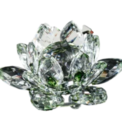 Green - Quartz Crystal Lotus Flower -  60mm