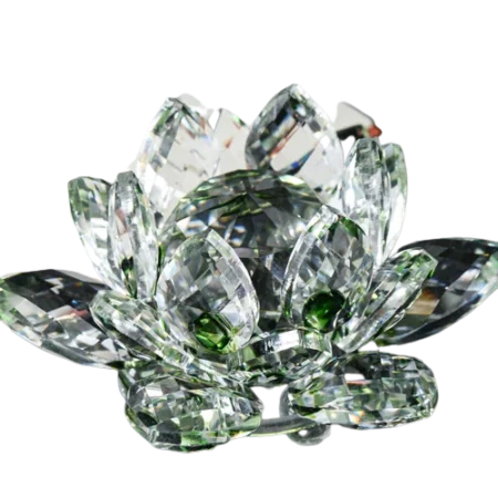 Green - Quartz Crystal Lotus Flower -  60mm