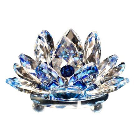 Blue - 80mm Quartz Crystal Lotus Flower