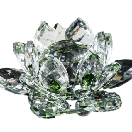 Green 80mm Quartz Crystal Lotus Flower